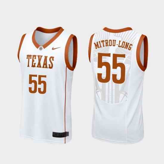 Men Texas Longhorns Elijah Mitrou Long White Replica College Basketball Jersey